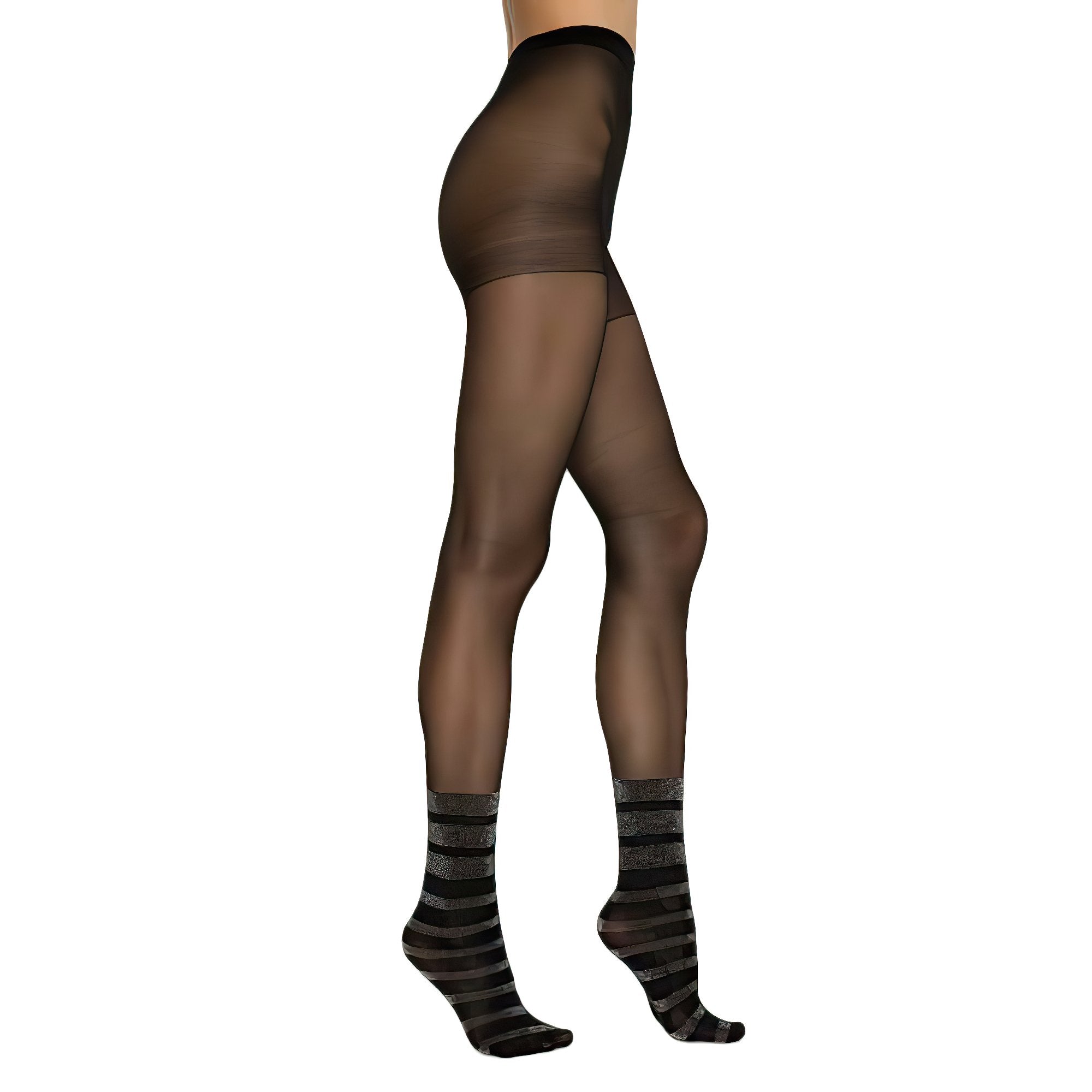 Penti Shine Silver Stripe Fashion Tights - fashiontight.uk