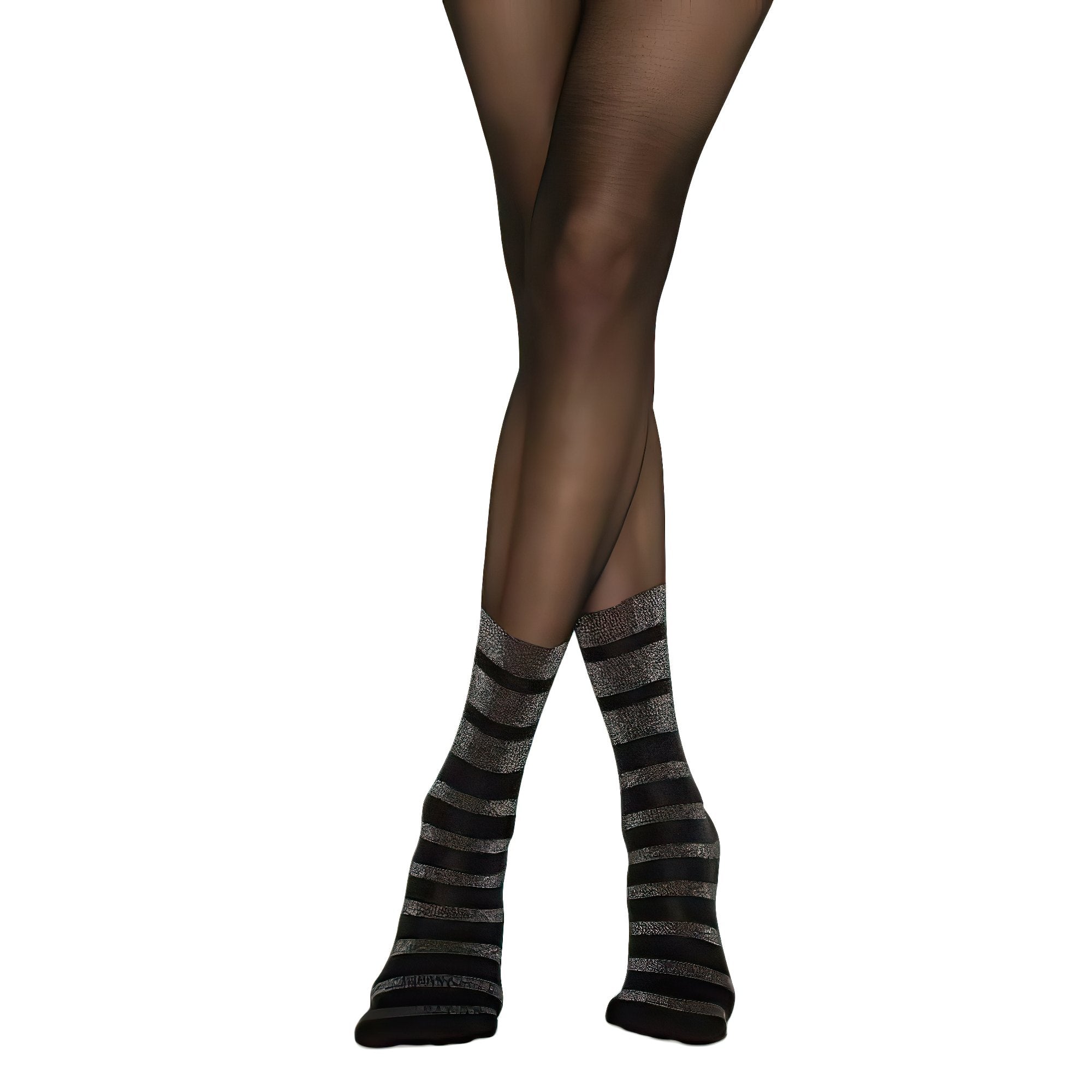 Penti Shine Silver Stripe Fashion Tights - fashiontight.uk