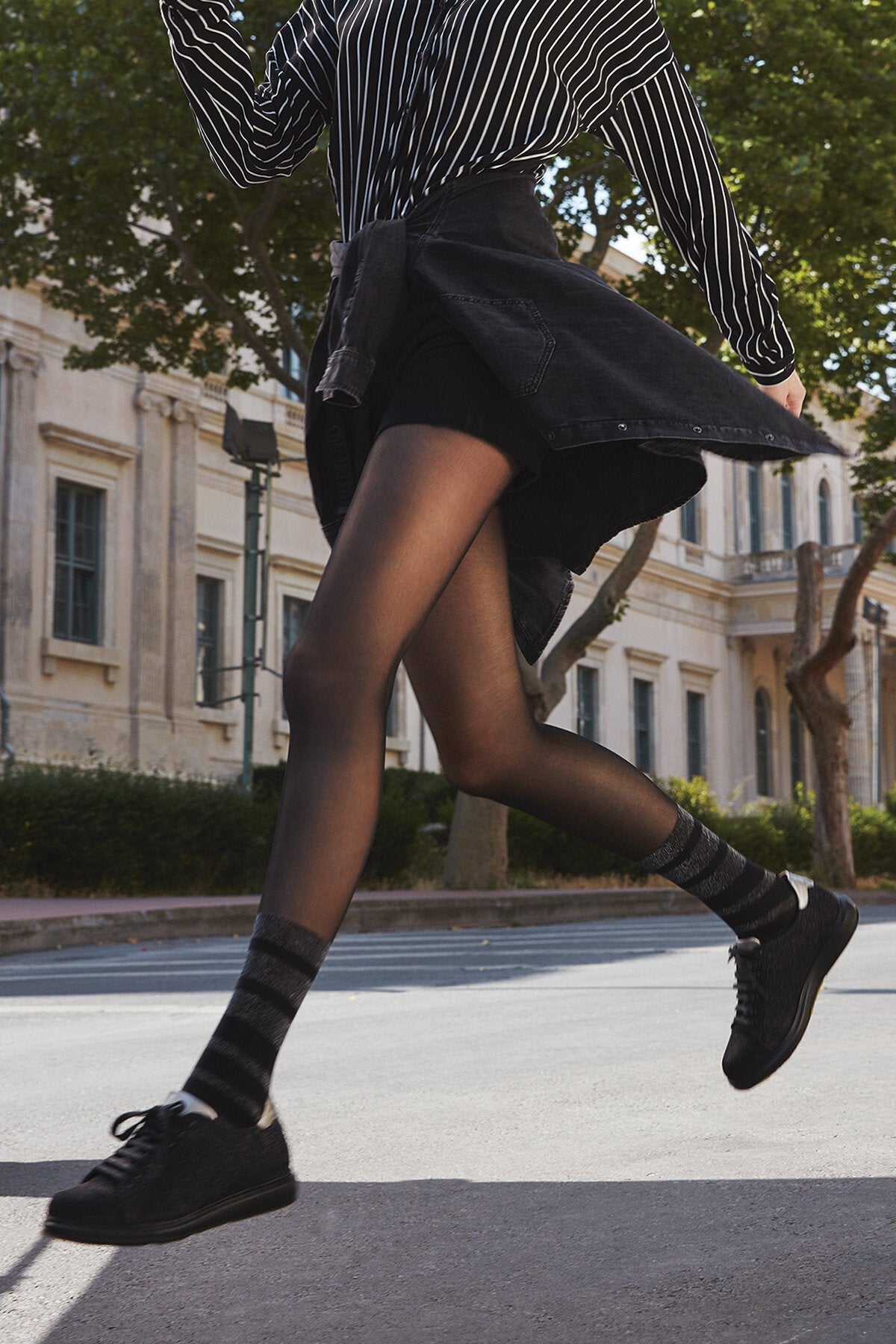 Penti Shine Silver Stripe Fashion Tights - fashiontight.uk